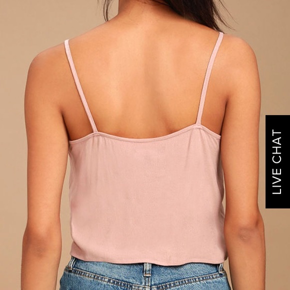 LULUS BLUSH PINK TIE-FRONT CROP TOP - Picture 3 of 5